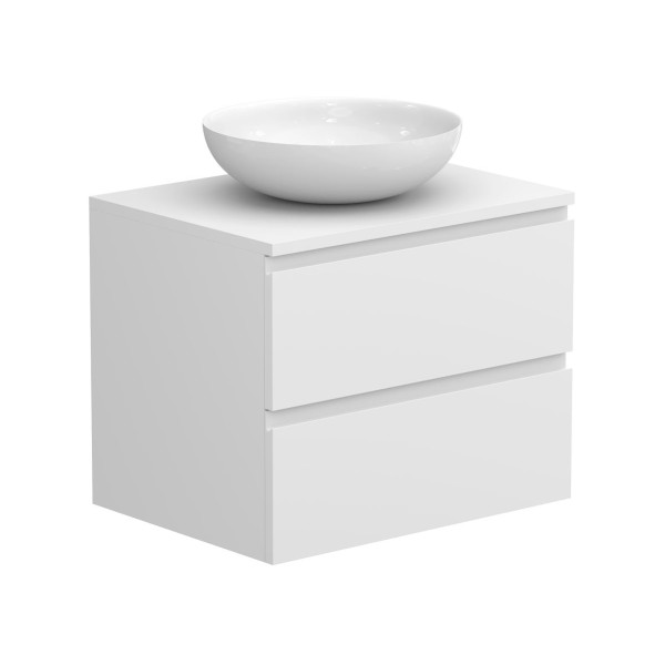 Тумба підвісна MONO 600 Біла soft-touch з умивальником TOBI