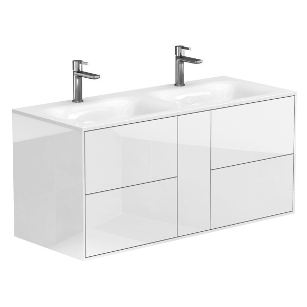 Тумба підвісна SPACE Біла глянцева з умивальником JESSEL 1100 D