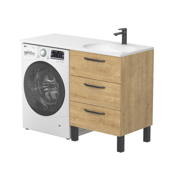 Тумба підлогова TESSA Дуб Гамільтон з умивальником NEW YORK 1200 R