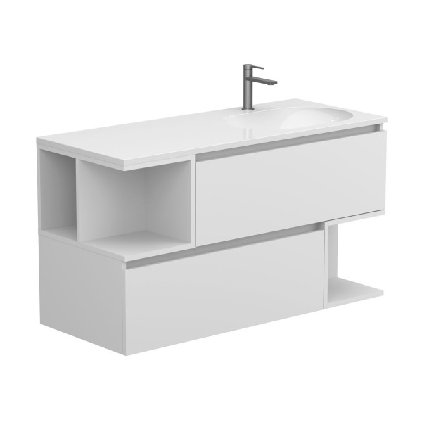 Тумба підвісна URBAN Біла soft-touch з умивальником NEW YORK 1200 R