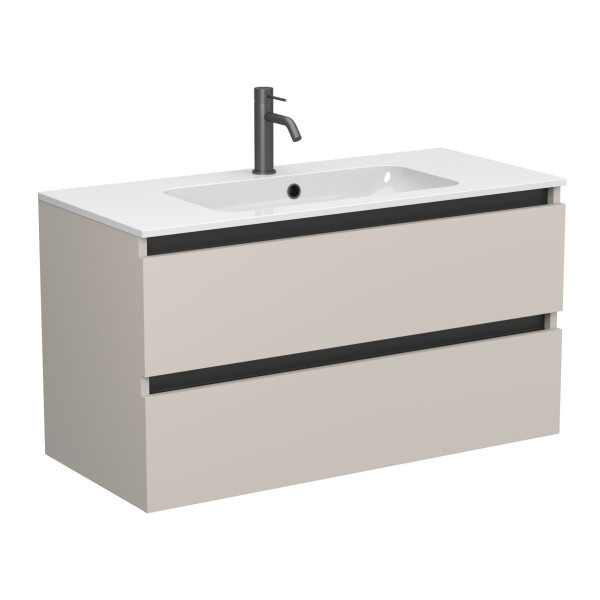 Тумба підвісна NATURA кашемір, ДСП з умивальником DELLA 1000