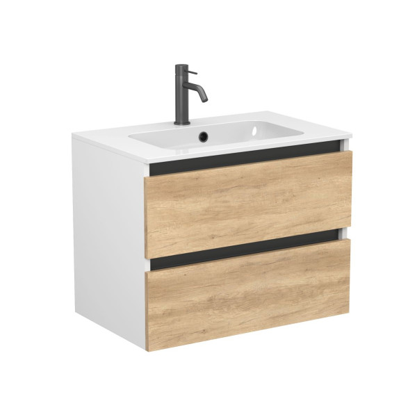 Тумба підвісна NATURA Дуб Небраска з умивальником DELLA 700