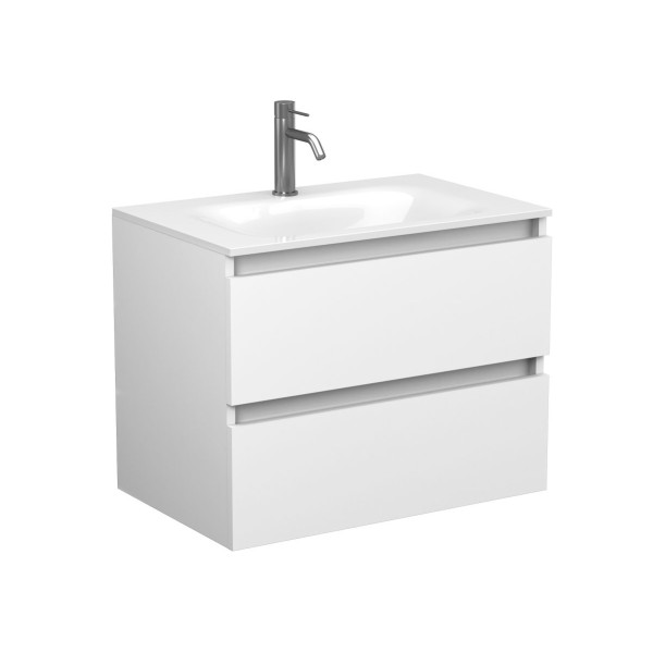 Тумба підвісна NATURA біла матова з умивальником JESSEL 700