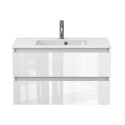 Тумба підвісна NATURA біла глянцева з умивальником DELLA 900