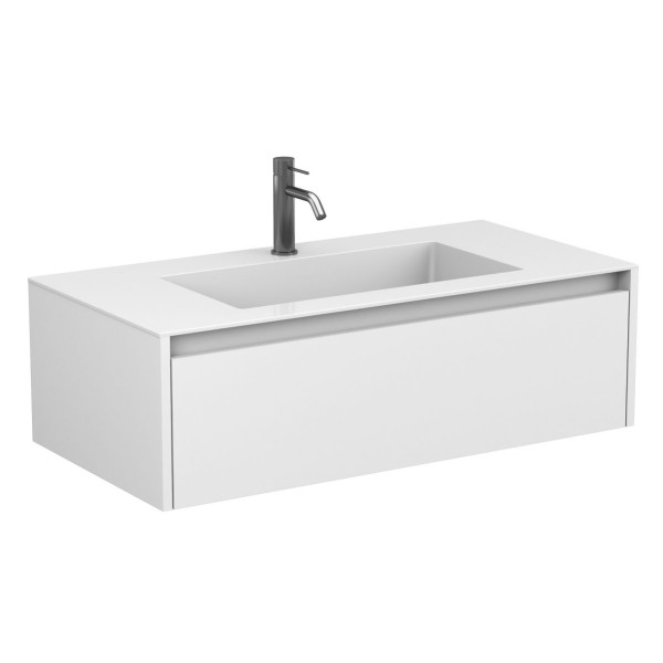 Тумба підвісна UNO біла матова з умивальником ERICA 1000