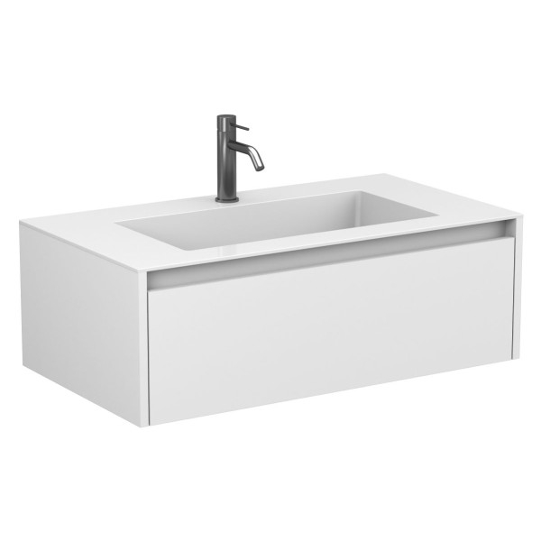 Тумба підвісна UNO МДФ ламінований Білий 67961/ДСП, матова з умивальником ERICA 900