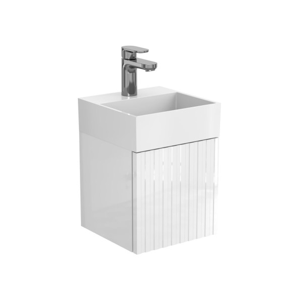 Тумба підвісна AURA біла глянцева з умивальником TONI 300