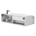 Тумба підвісна BASE МДФ фарбований Білий 0300n, soft-touch з умивальником JESSEL 1200 R