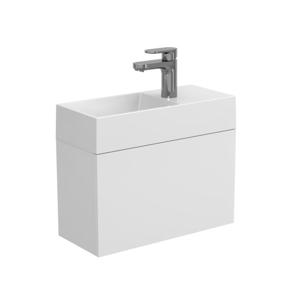 Тумба підвісна MINIMA біла матова з умивальником COPPER 500
