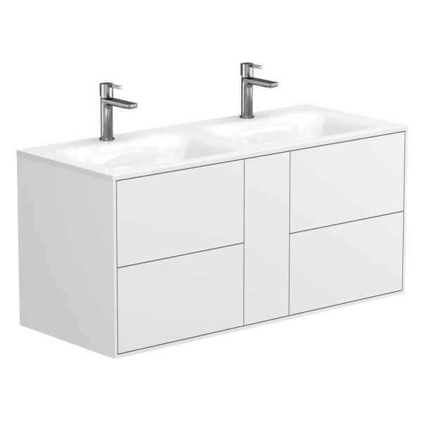 Тумба підвісна SPACE Біла soft-touch з умивальником JESSEL 1100 D