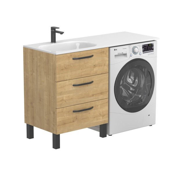 Тумба підлогова TESSA Дуб Гамільтон з умивальником LAKE 1250 L