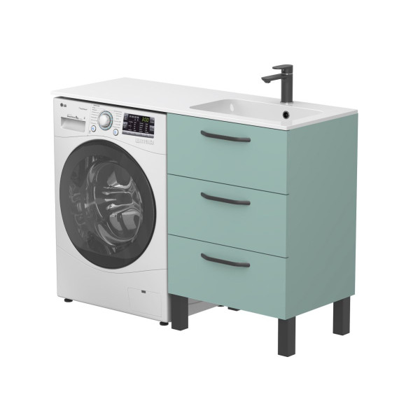Тумба підлогова TESSA Зелена з умивальником DELLA 1200 R