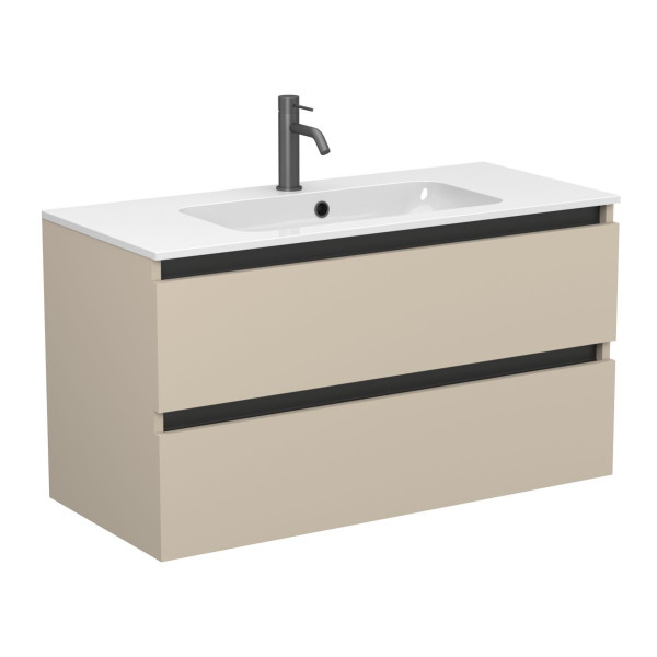 Тумба підвісна NATURA кашемір, МДФ, з умивальником DELLA 1000