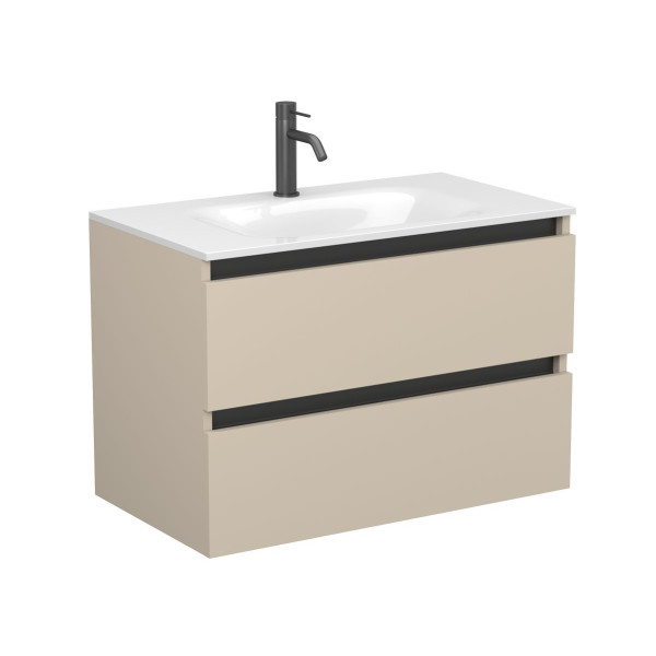 Тумба підвісна NATURA кашемір, МДФ, з умивальником JESSEL 800