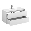 Тумба підвісна NATURA біла матова з умивальником JESSEL 1000