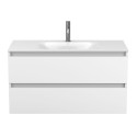 Тумба підвісна NATURA біла матова з умивальником JESSEL 1000