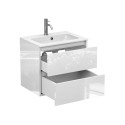 Тумба підвісна NATURA біла глянцева з умивальником DELLA 600