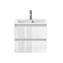 Тумба підвісна NATURA біла глянцева з умивальником DELLA 600