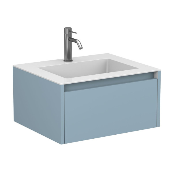 Тумба підвісна UNO блакитна з умивальником ERICA 600