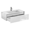Тумба підвісна UNO біла глянцева з умивальником ERICA 1000