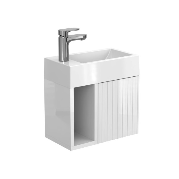 Тумба підвісна AURA біла глянцева з умивальником FARO