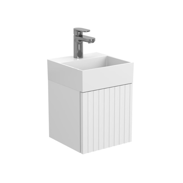 Тумба підвісна AURA біла soft-touch з умивальником TONI 300