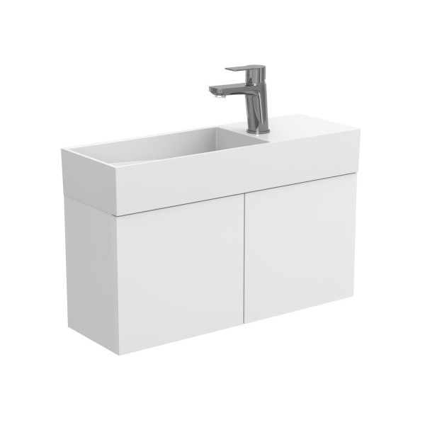 Тумба підвісна MINIMA біла матова з умивальником TONI 650