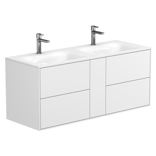 Тумба підвісна SPACE Біла soft-touch з умивальником JESSEL 1200 D