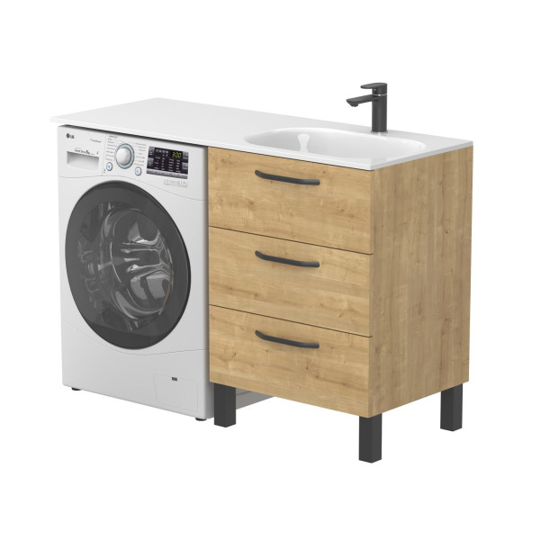 Тумба підлогова TESSA Дуб Гамільтон з умивальником LAKE 1250 R