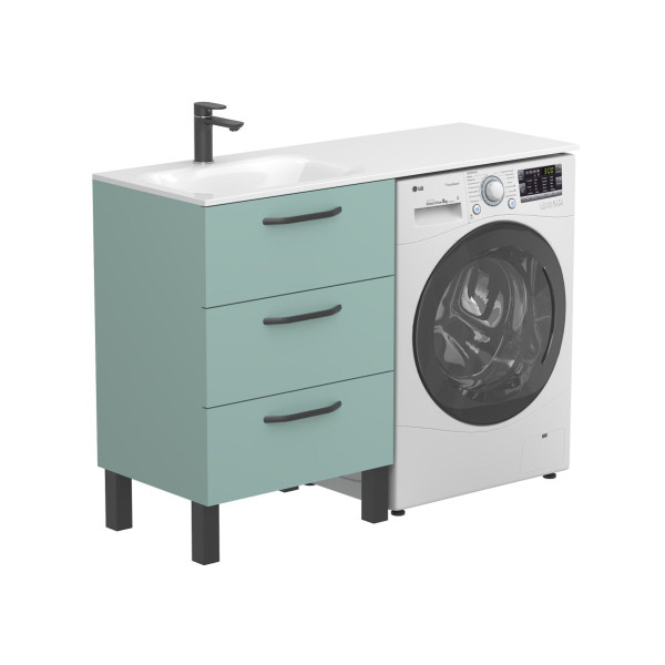 Тумба підлогова TESSA Зелена з умивальником JESSEL 1200 L