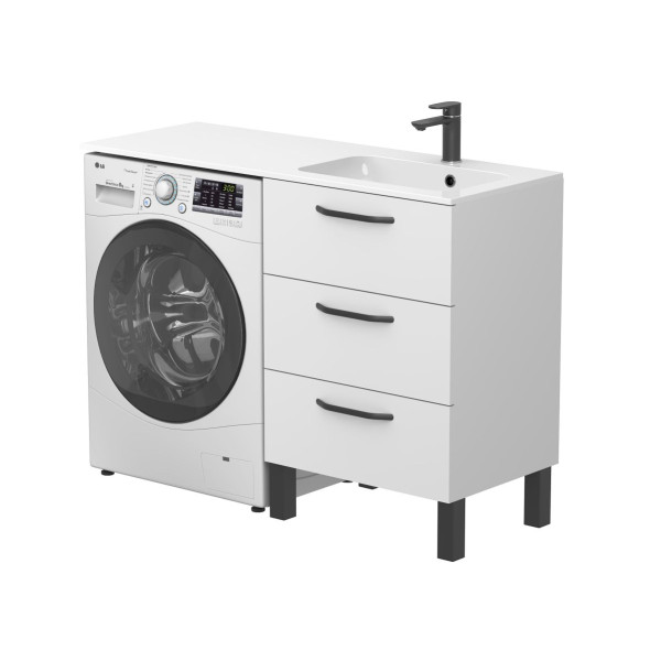 Тумба підлогова TESSA Біла з умивальником DELLA 1200 R
