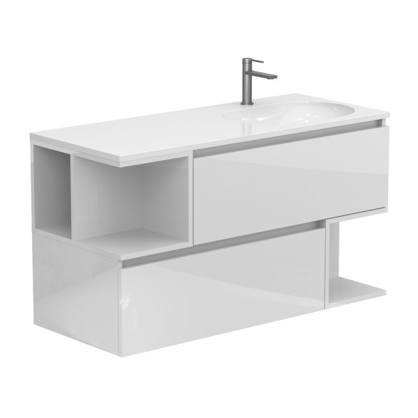 Тумба підвісна URBAN Біла глянцева з умивальником NEW YORK 1200 R