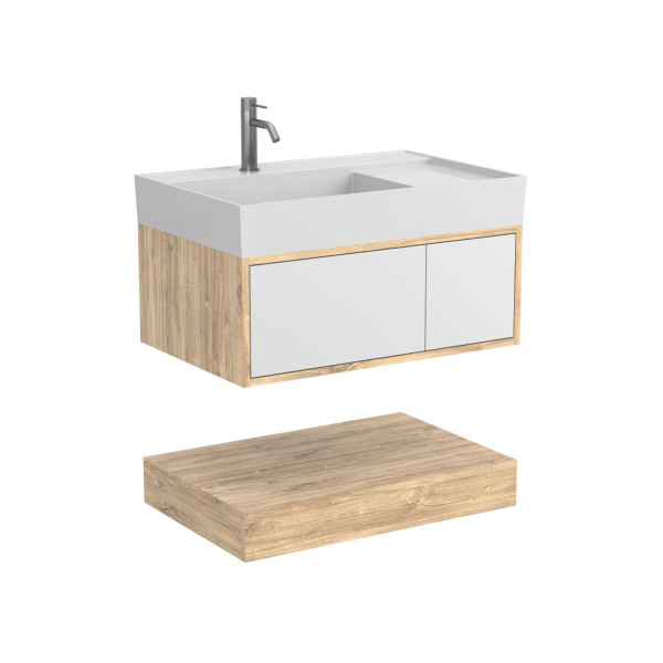 Тумба підвісна DUO Дуб Канзас з умивальником SOUL 800