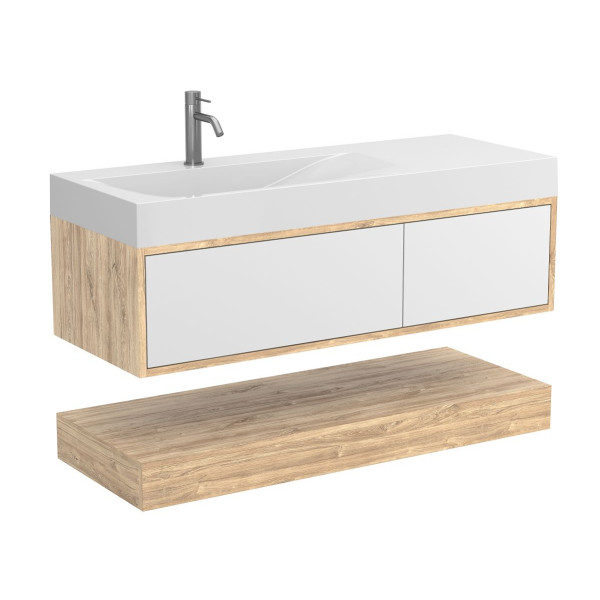 Тумба підвісна DUO Дуб Канзас з умивальником VIOLA 1200 L