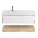 Тумба підвісна DUO Дуб Канзас з умивальником VIOLA 1200 L