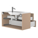 Тумба підвісна NATURA капучіно, з умивальником DELLA 1000