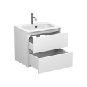 Тумба підвісна NATURA біла матова з умивальником DELLA 600