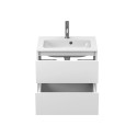 Тумба підвісна NATURA біла матова з умивальником DELLA 600