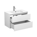 Тумба підвісна NATURA біла матова з умивальником DELLA 800
