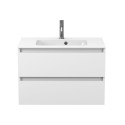 Тумба підвісна NATURA біла матова з умивальником DELLA 800