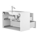 Тумба підвісна NATURA біла матова з умивальником DELLA 800