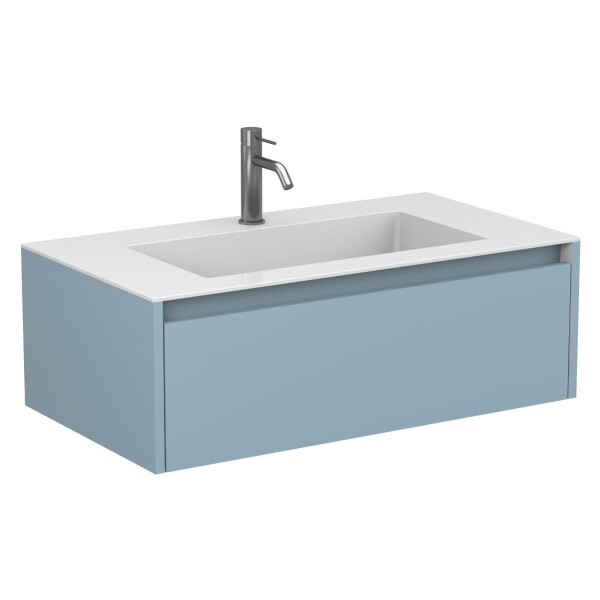 Тумба підвісна UNO блакитна з умивальником ERICA 900