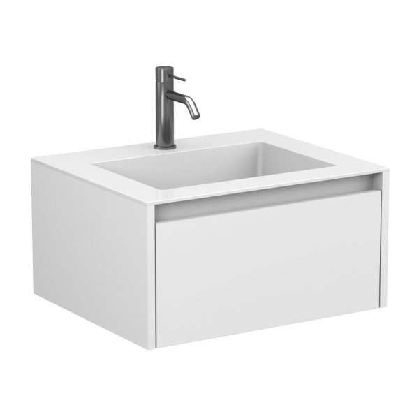 Тумба підвісна UNO біла матова з умивальником ERICA 600