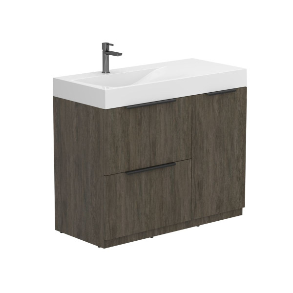 Тумба підлогова ALBA Толедо темне дерево з умивальником VIOLA 1000 L