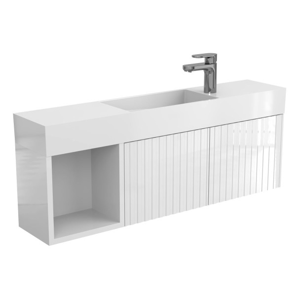 Тумба підвісна AURA біла глянцева з умивальником TONI 1050