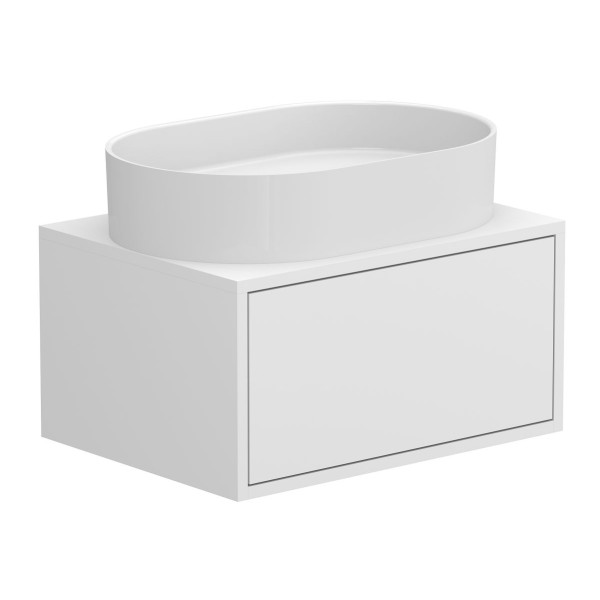 Тумба підвісна CLOUD 600 Біла матова з умивальником KIRA