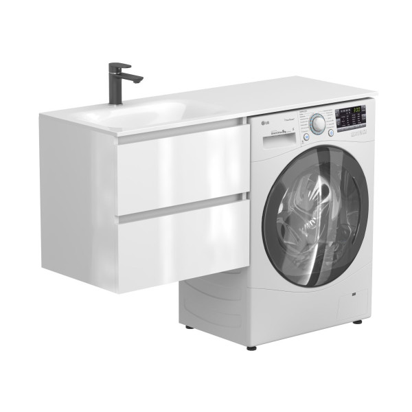 Тумба підвісна LUMO Біла глянцева з умивальником JESSEL 1200 L