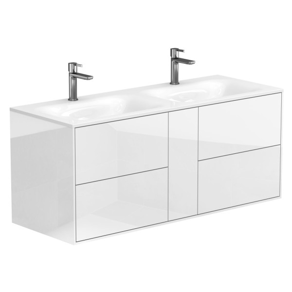 Тумба підвісна SPACE Біла глянцева з умивальником JESSEL 1200 D