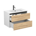Тумба підвісна NATURA Дуб Небраска з умивальником DELLA 800