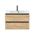 Тумба підвісна NATURA Дуб Небраска з умивальником DELLA 800